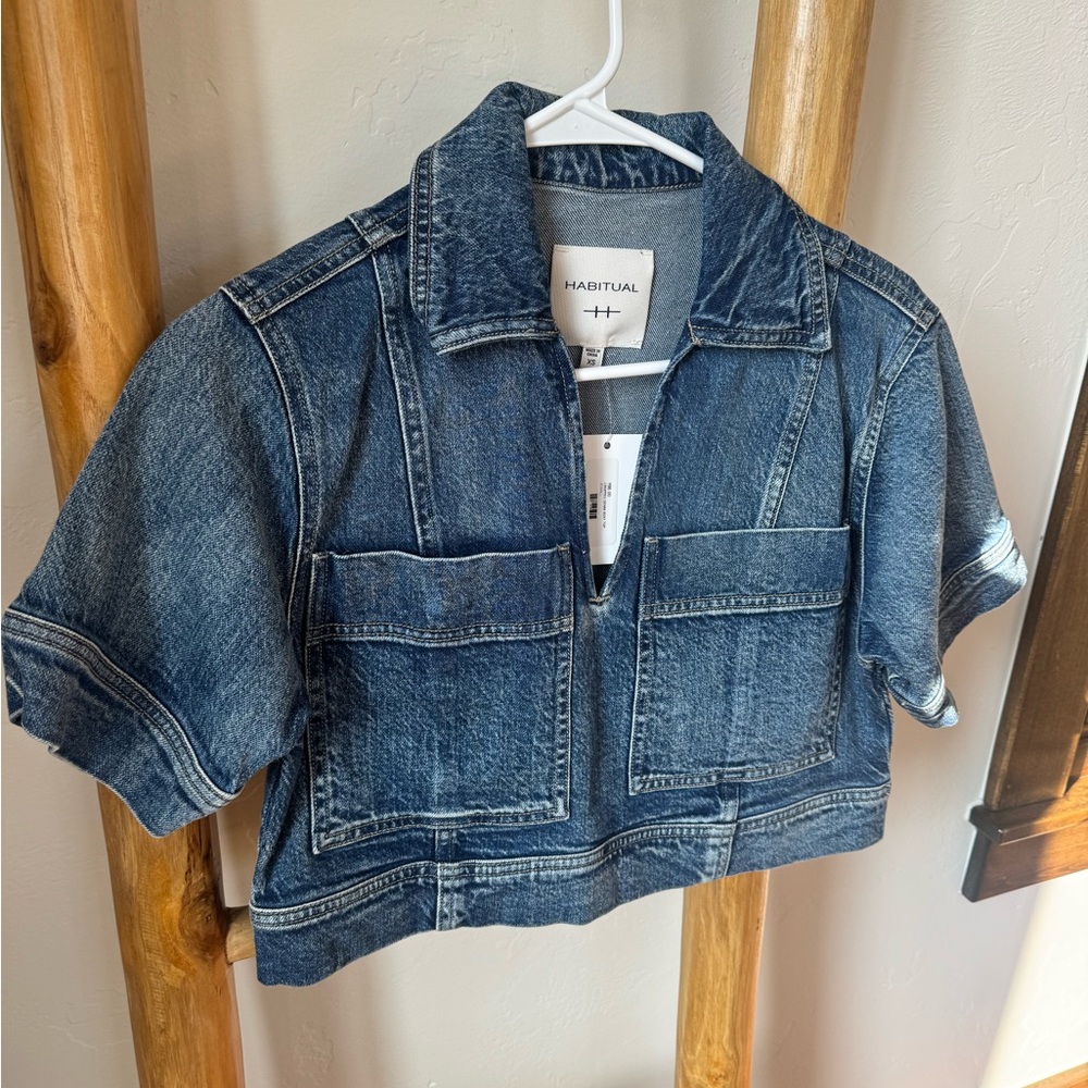 Habitual cropped denim boxy top, xs NWT